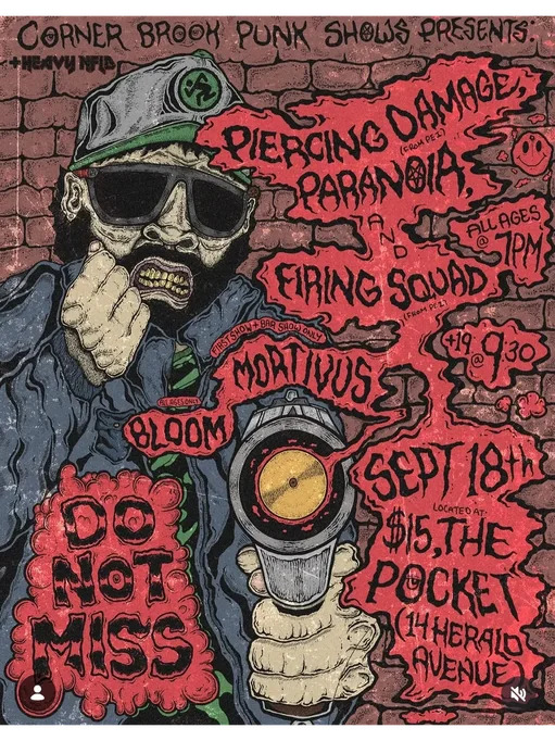 Corner Brook Punk Shows: Piercing Damage, Paranoia, Firing Squad, Mortivus, Bloom